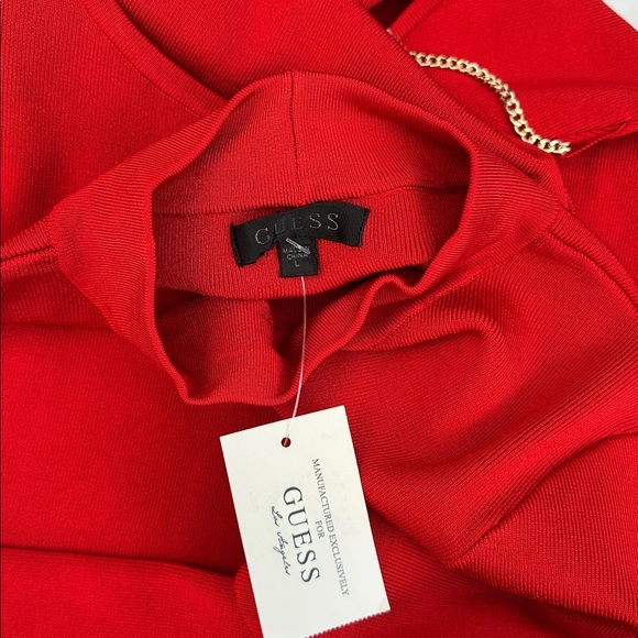 New Guess Vibrant Red Backless Dress SZ L - Picture 9 of 11